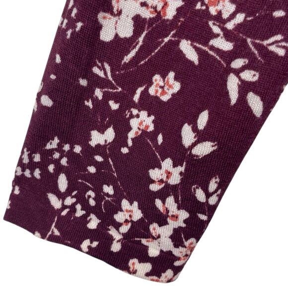 GARNET HILL Signature Eco Merino Wool Cardigan Sweater Size XL Floral Red White - Picture 10 of 16